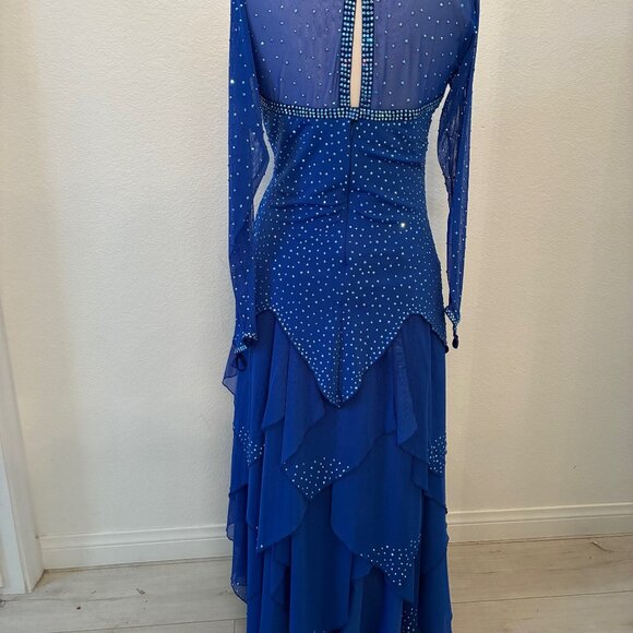 Custom-made, beautiful beaded royal blue evening dress - Picture 1 of 4